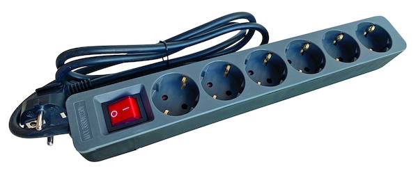 PROTEC.class Steckdosenleiste PTSDS 6g/s 6f mit Schalter grau/schwarz