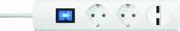 PTSD90 Tischsteckdose 2-f. + USB2f. ws
