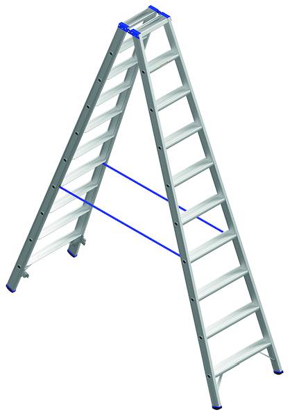 PROTEC.class Stufenstehleiter-Alu PASSLG210 gebördelt 2x10