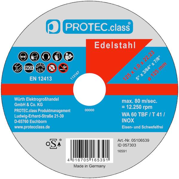 PTIN125TrscheibInox 125x1,0x22 Inhalt 10