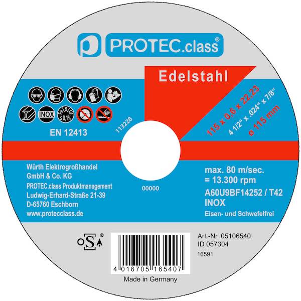 PTINS115TrscheibInox115x0,6x22 Inhalt 10