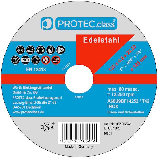 PTINS125TrscheibInox125x0,6x22 Inhalt 10