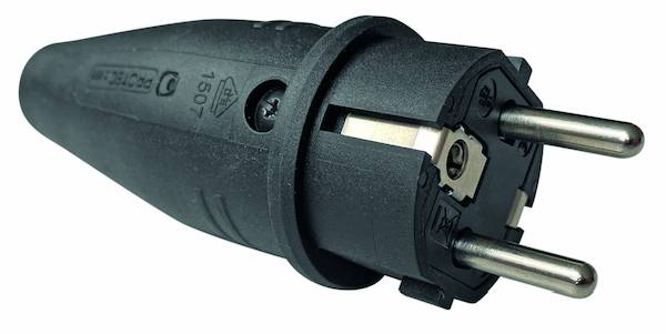 PROTEC.class Gummistecker schwarz IP44 TPE