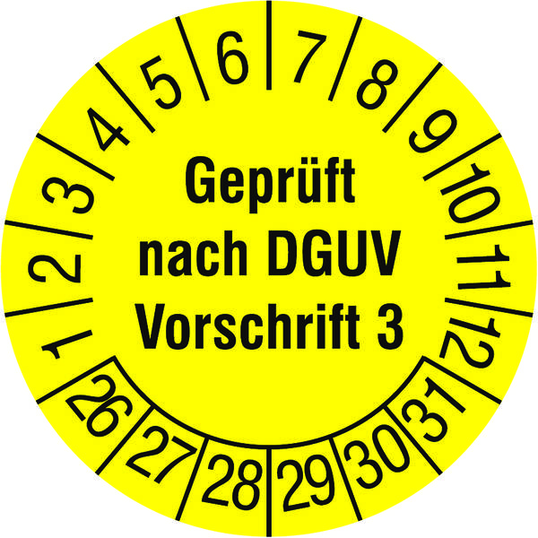 PROTEC.class Prüfplaketten PPPPDGUVV32026 Geprüft nach DGUV V3