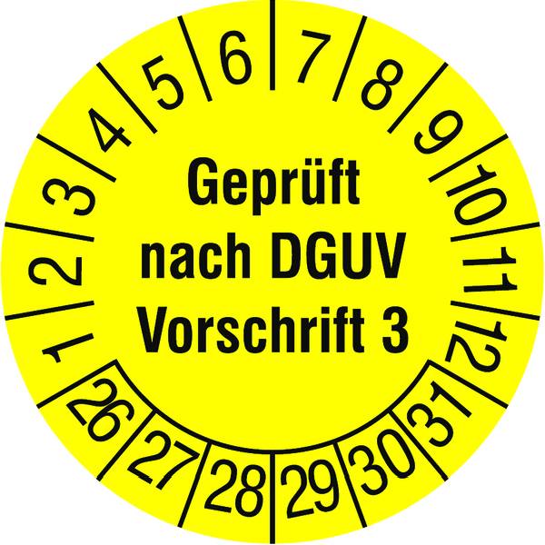 PROTEC.class Prüfplaketten PPPPDGUVV32026 Geprüft nach DGUV V3