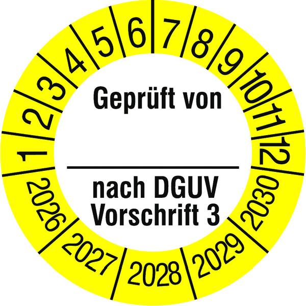 PROTEC.class Prüfplaketten PPPP1DGUVV32026 Geprüft von nachDGUV V3