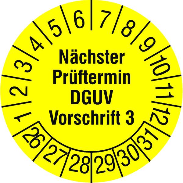 PROTEC.class Prüfplaketten PPNPDGUVV32026 Nächster Termin DGUV V3