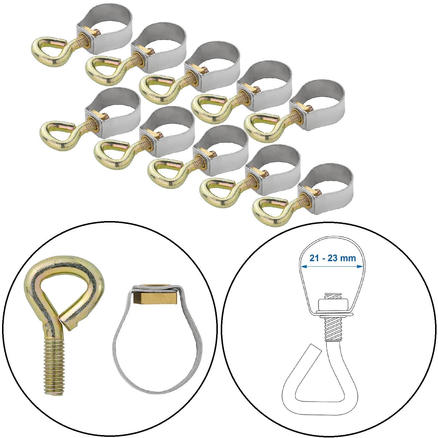 Rohrschelle 10 Stk Rohrhalterung Rohrbefestigung Rohrklemme 21-23 mm 10er Set