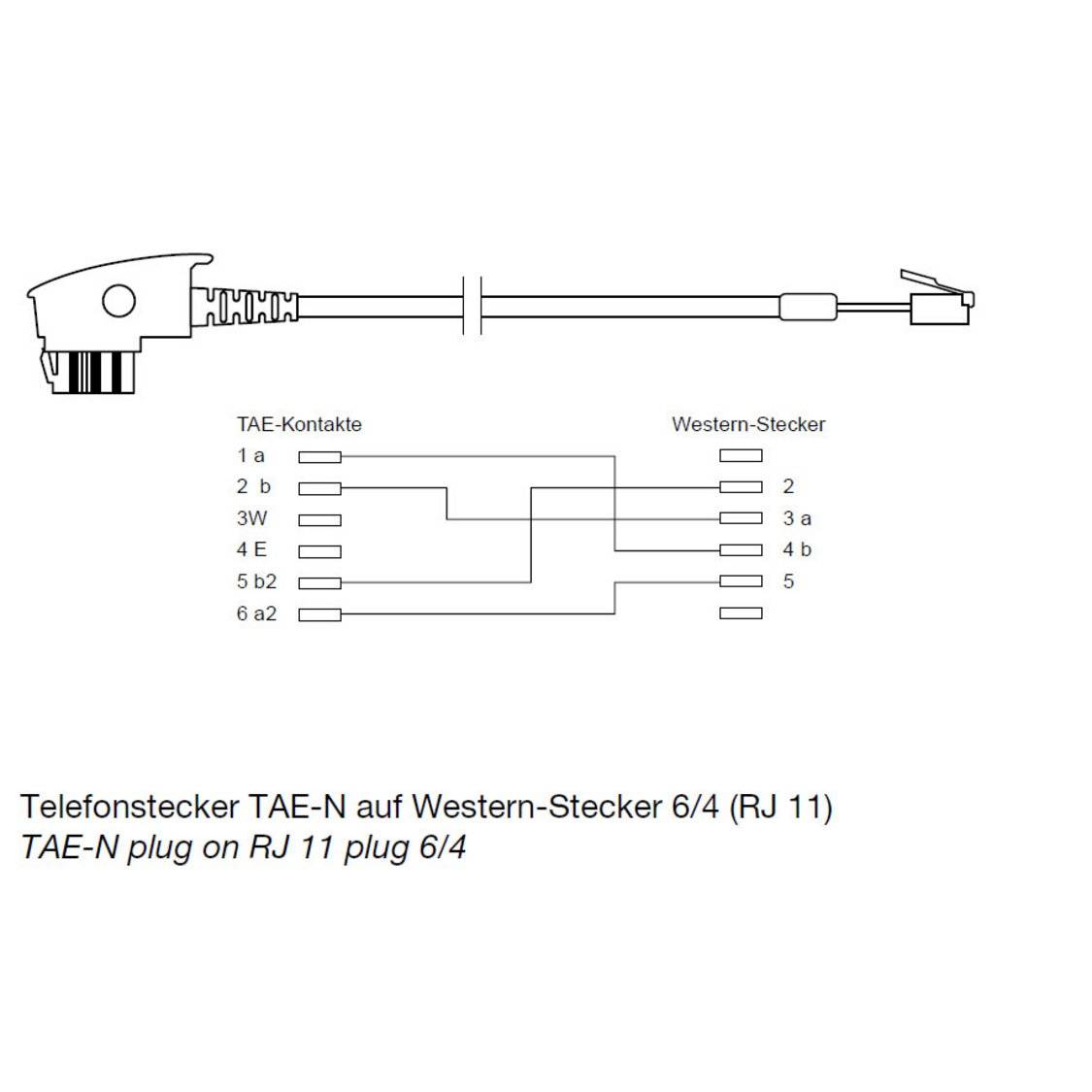 TAE N-Stecker / Western-Stecker 6/4 20m