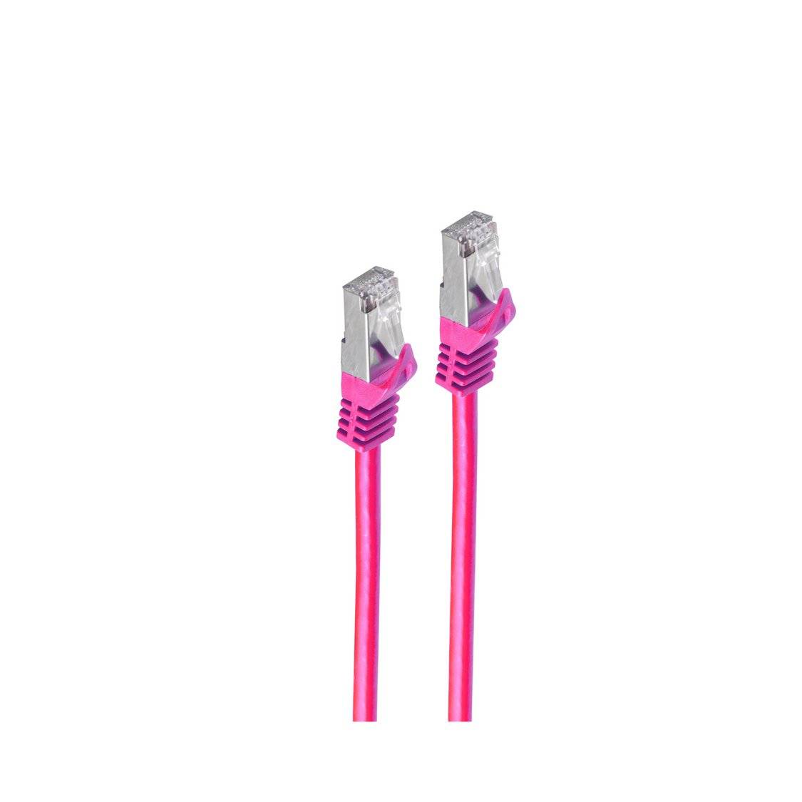 RJ45 Patchkabel m. CAT 7 Rohkabel PIMF magenta 15m