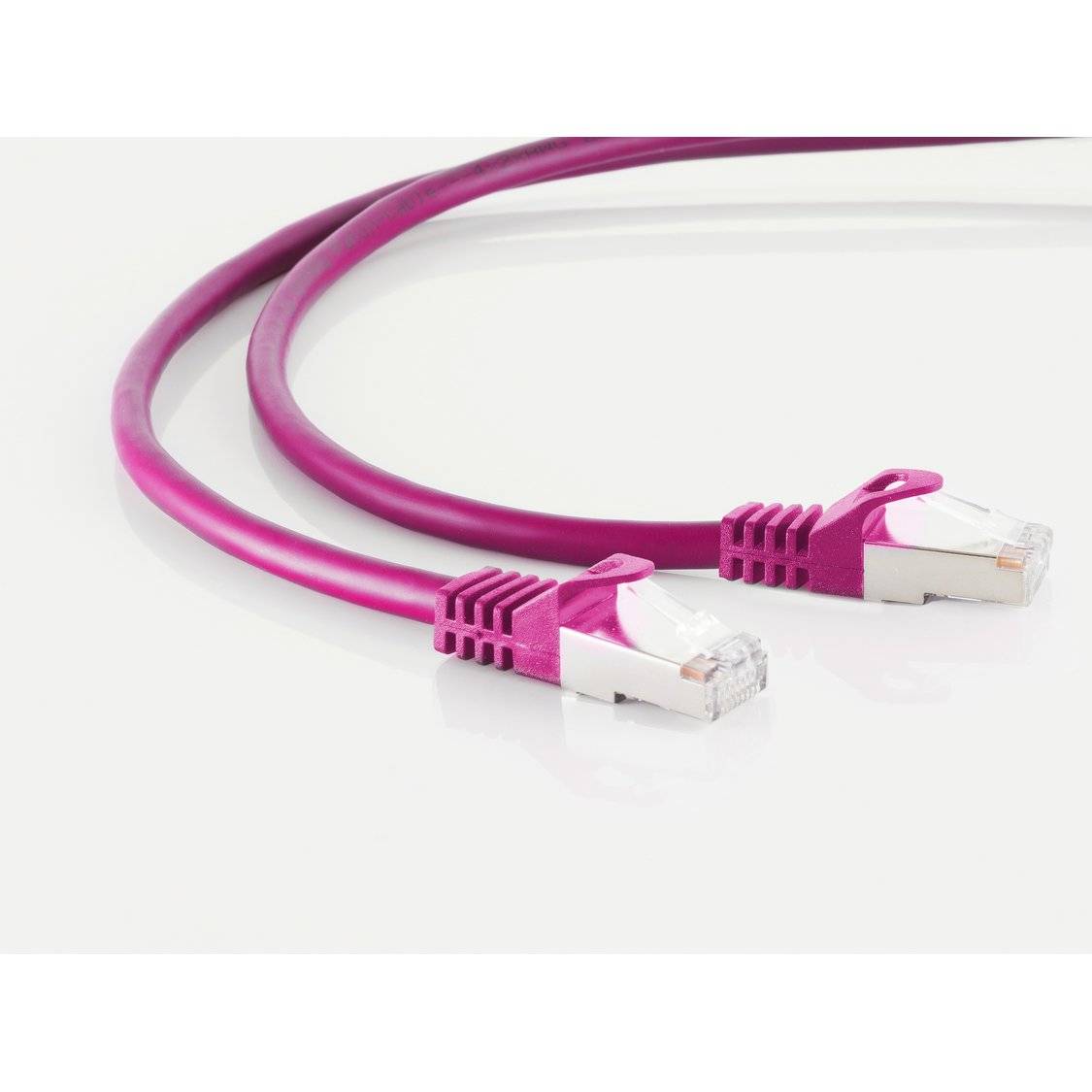 RJ45 Patchkabel m. CAT 7 Rohkabel PIMF magenta 15m