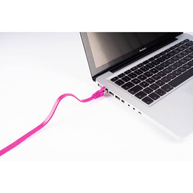 RJ45 Flachkabel m CAT 7 Rohkabel slim magenta 0,5m