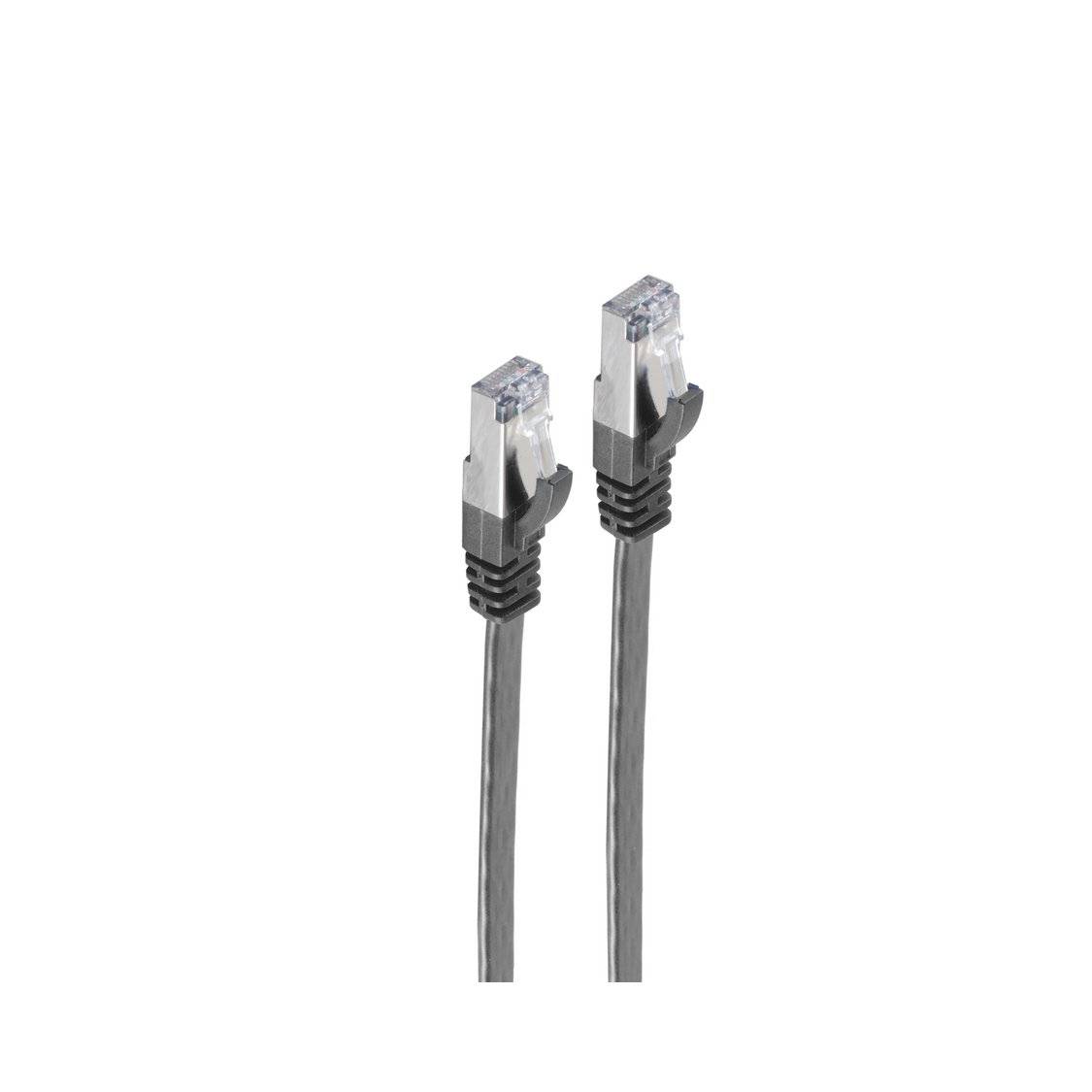 RJ45 Flachkabel m. CAT 7 Rohkabel slim sw 0,5m