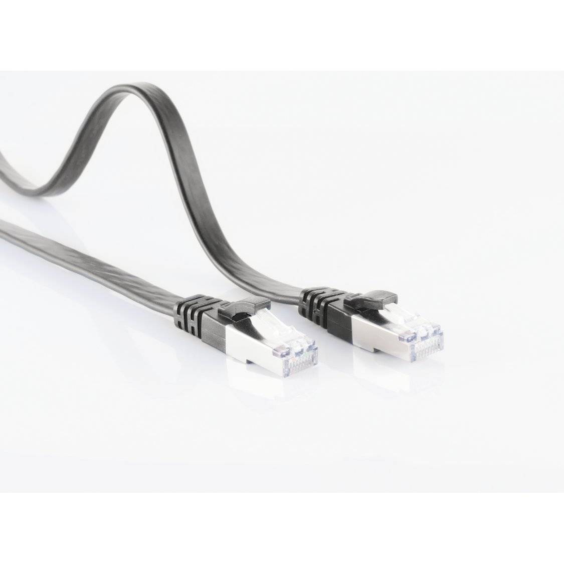 RJ45 Flachkabel m. CAT 7 Rohkabel slim sw 10m