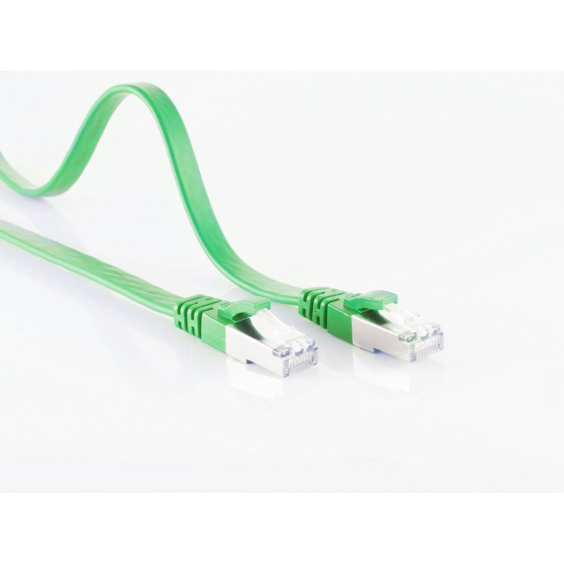 RJ45 Flachkabel m. CAT 7 Rohkabel slim grün 15m
