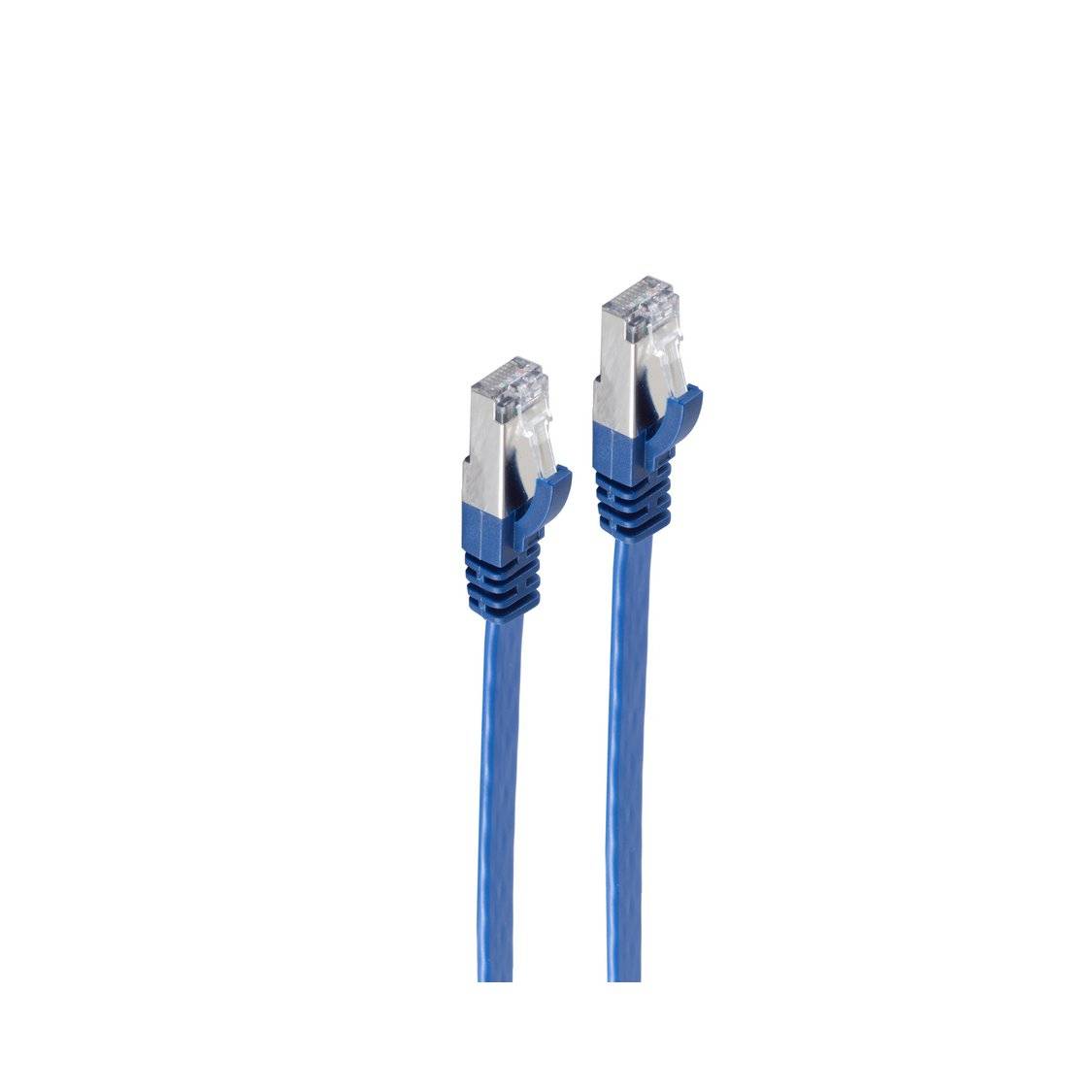 RJ45 Flachkabel m. CAT 7 Rohkabel slim blau 0,25m