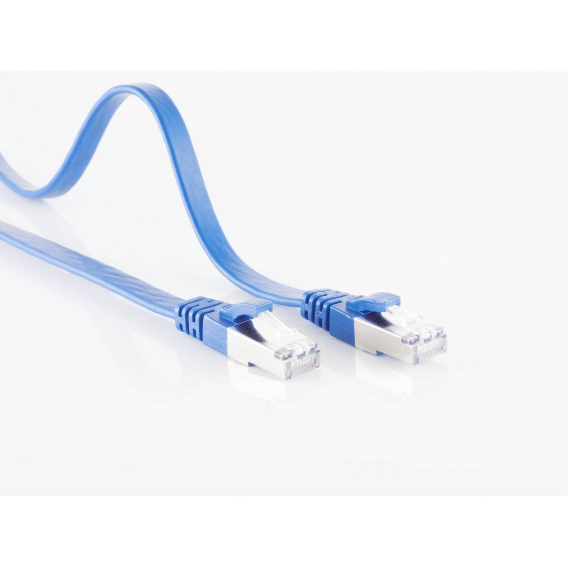 RJ45 Flachkabel m. CAT 7 Rohkabel slim blau 0,25m