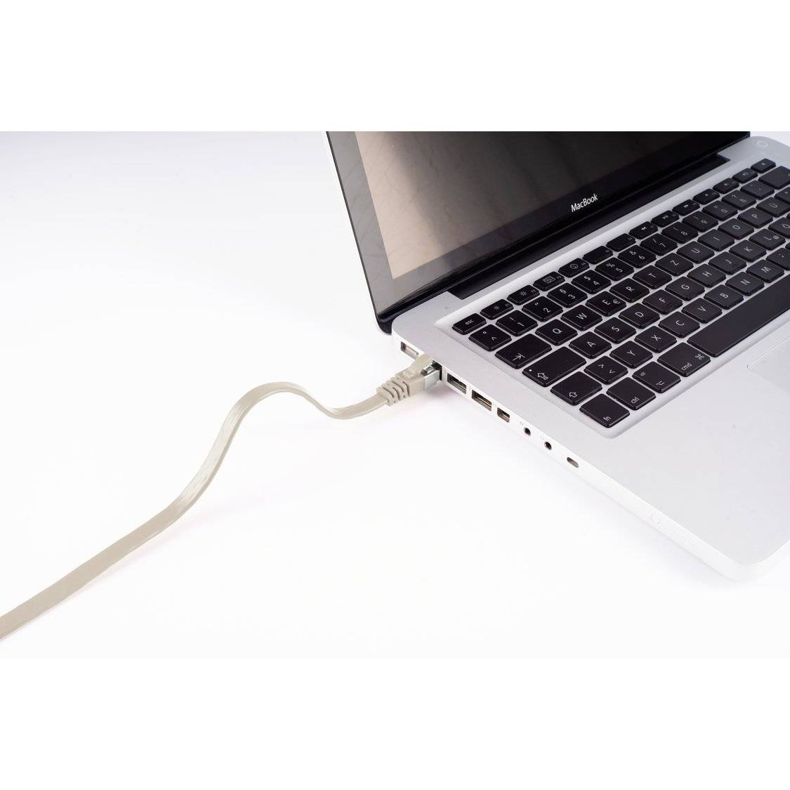 RJ45 Flachkabel m. CAT 7 Rohkabel slim 0,25m