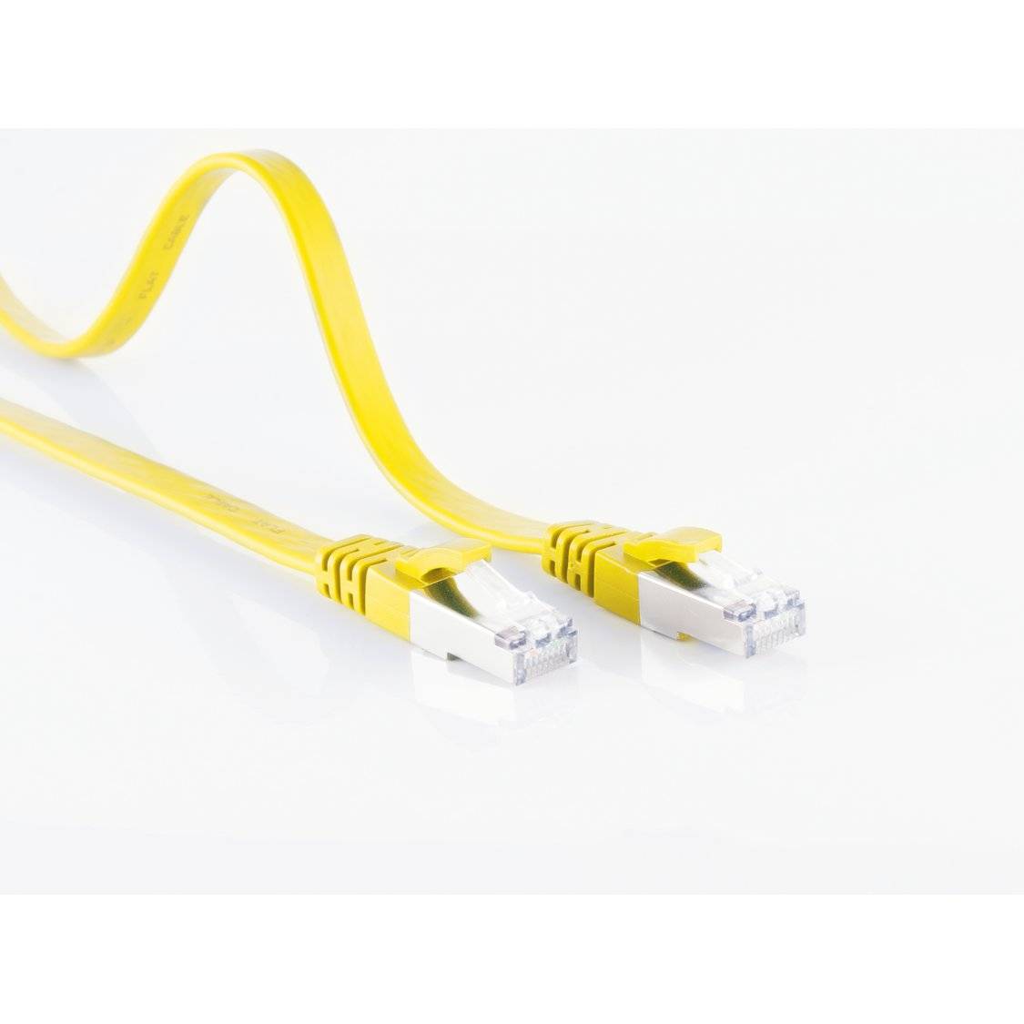 RJ45 Flachkabel m. CAT 7 Rohkabel slim gelb 15m