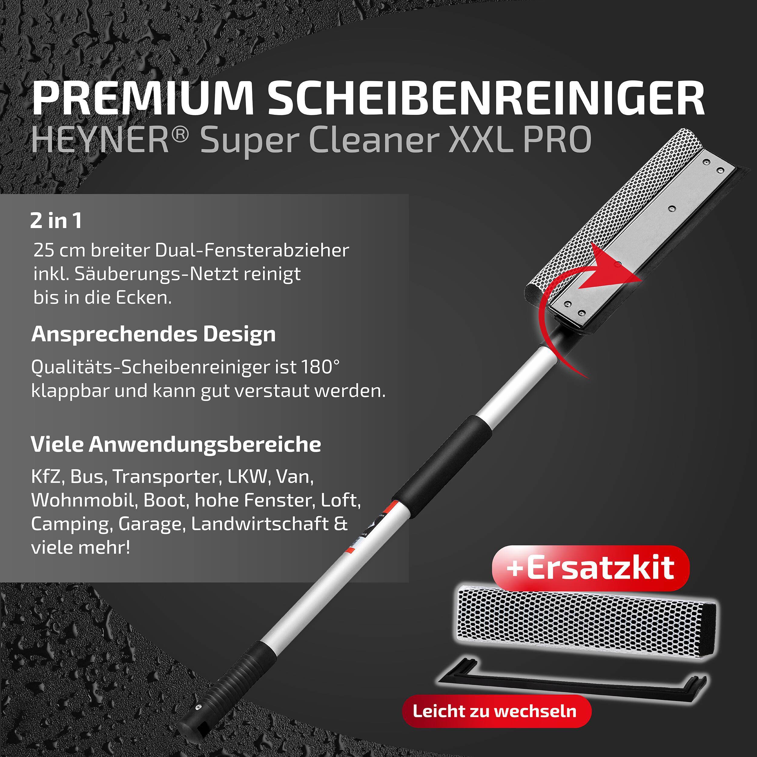 HEYNER® Scheibenreiniger Set I XXL Fensterwischer mit Teleskopgriff + Ersatzkit I Auto Fensterwischer &