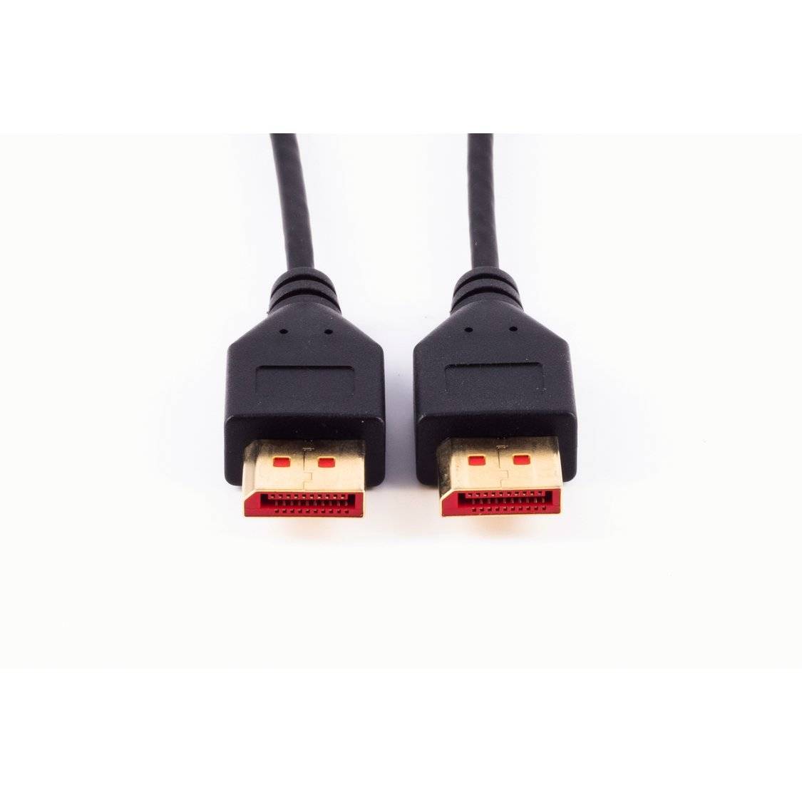 Zwei HDMI-Kabel mit schwarzen Steckern und vergoldeten Kontakten, nach vorne gerichtet.