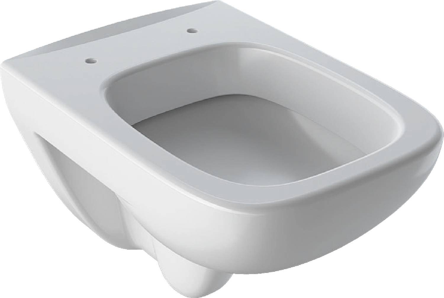Weiße wandmontierte Bidet-Toilettenarmatur auf neutralem Hintergrund, dargestellt in Perspektivansicht.