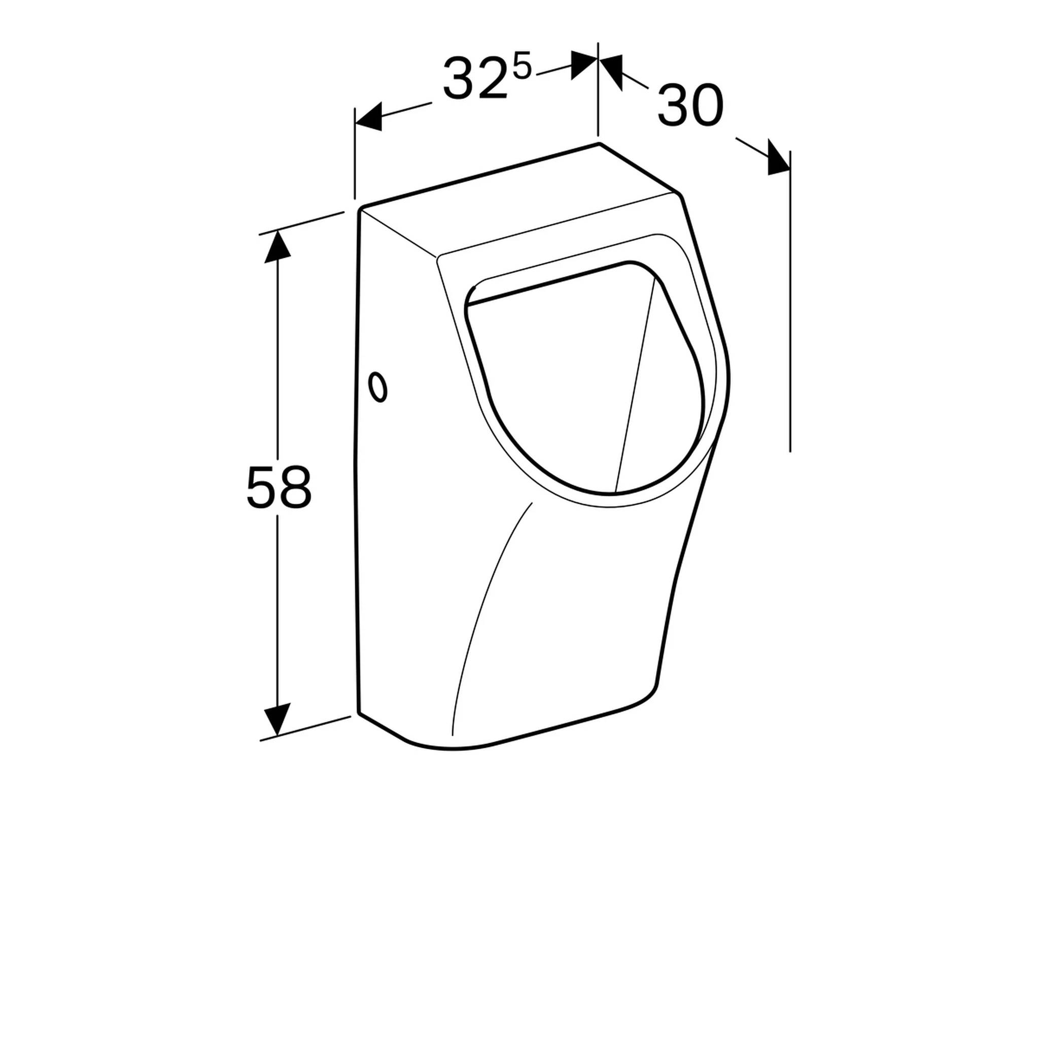 Geberit Absaug-Urinal Renova Plan Zulauf und Abgang hinten Standard weiß