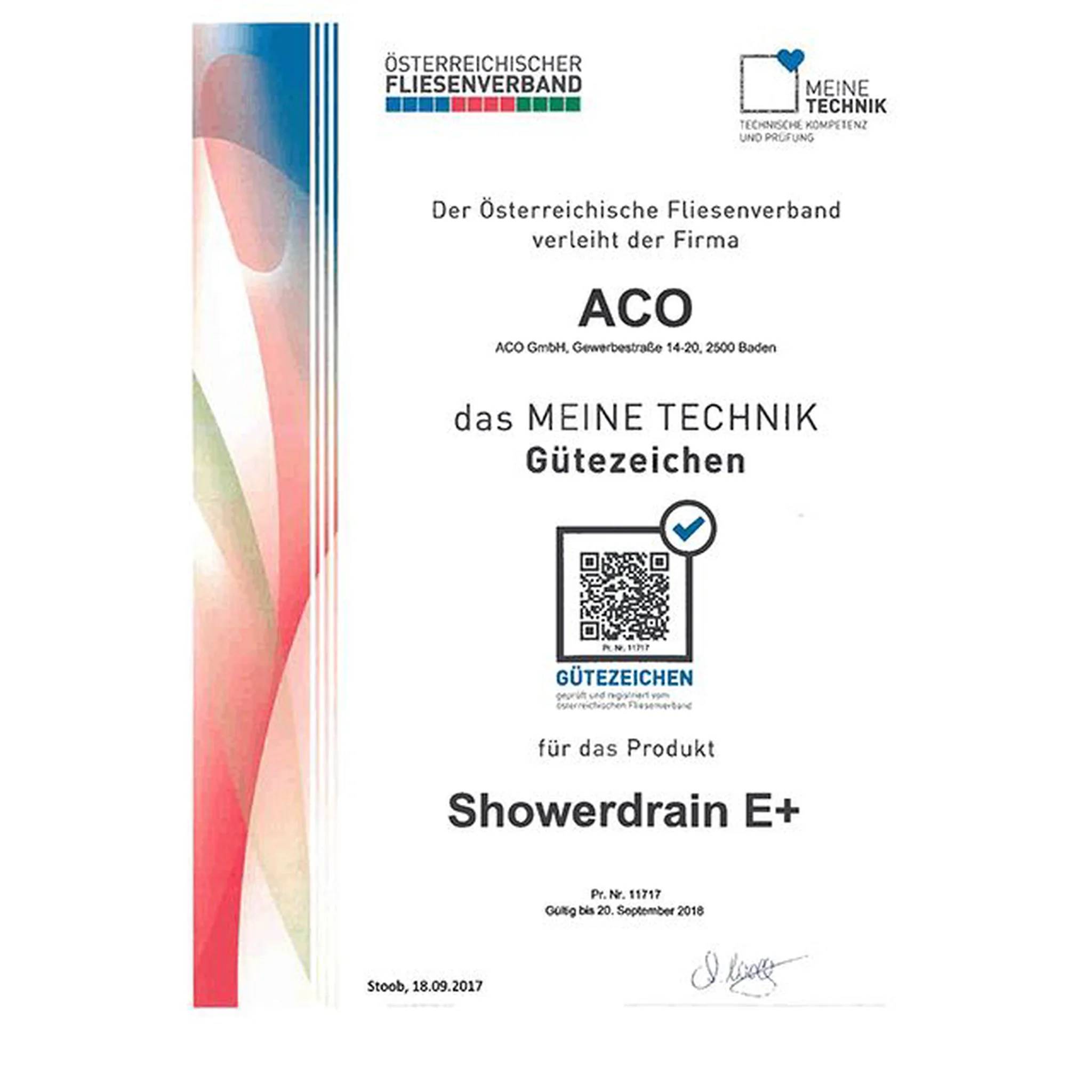 Aerocompact Showerdrain E+ Rinnenk.o.Hochzug 900mm Rostl.1004 mm Gesamtl.GV 50 mm, 1 Stk.