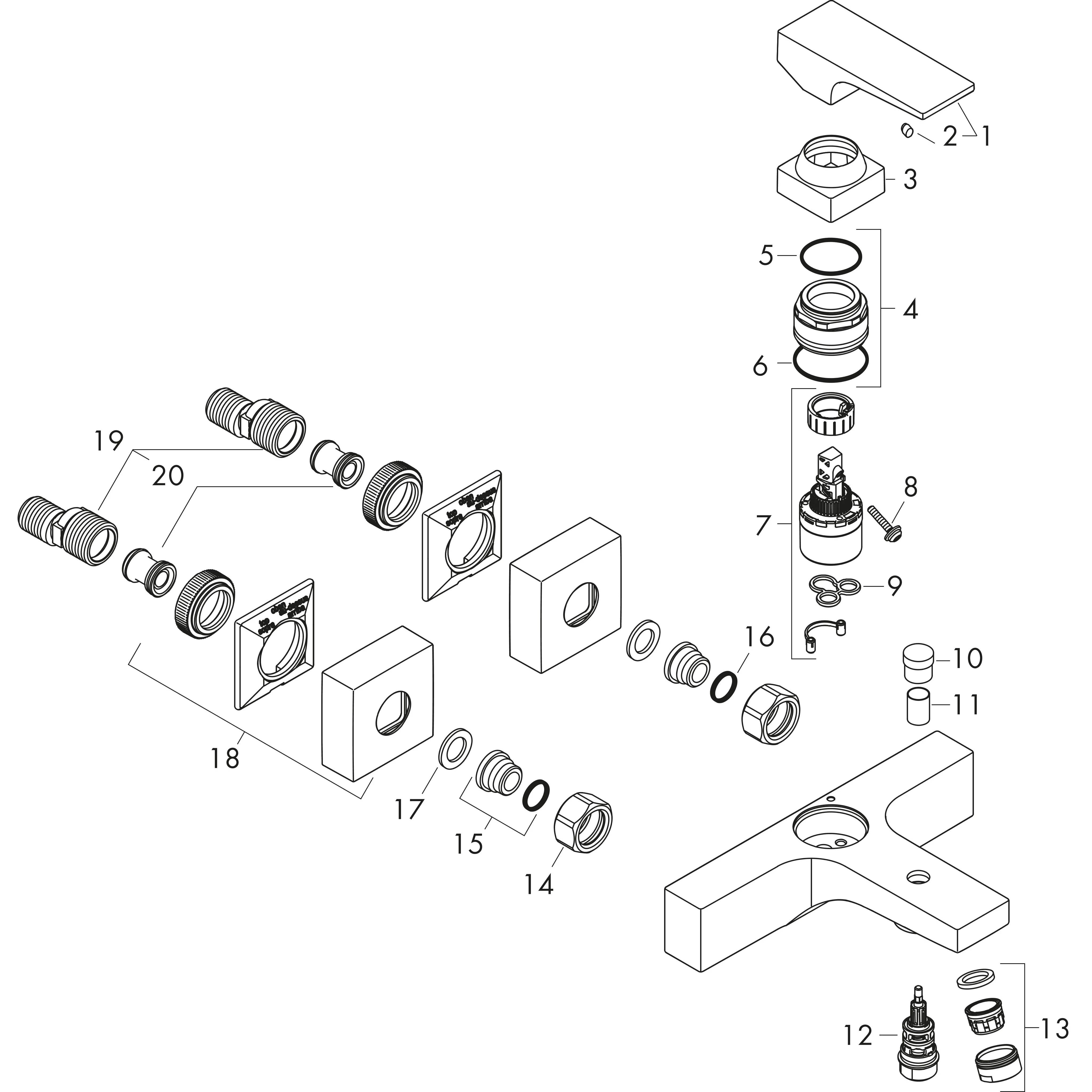 hansgrohe Metropol Wannenmischer Aufputz chrom, 1 Stk.