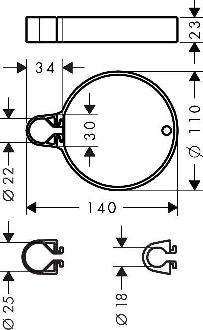 Hansgrohe Casetta Seifenschale C, Chrom - schwenkbar, höhenverstellbar.