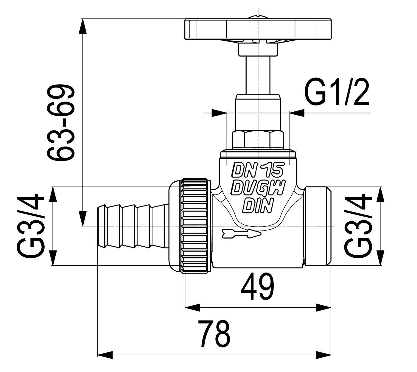 JS KESSELFUELLVENTIL, DN15 EINGANG SV 3/4", AUSGANG AG 3/4"