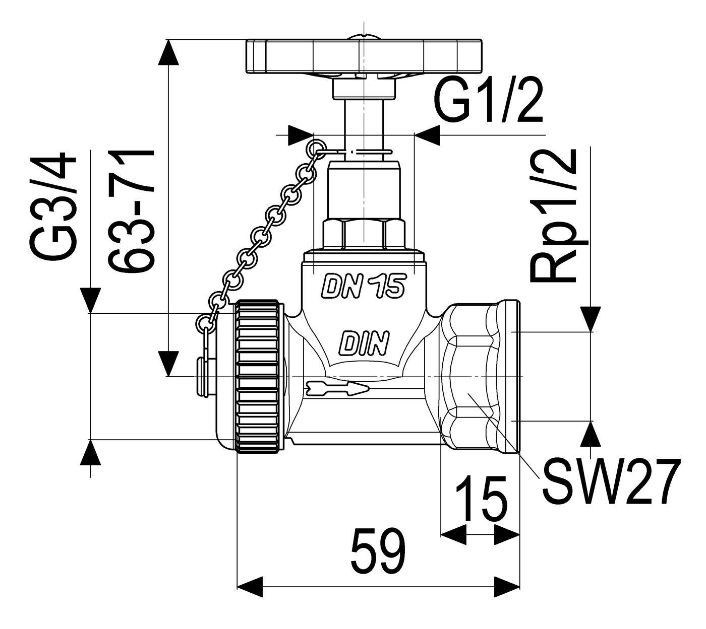 JS KESSELFUELLVENTIL, DN15 EINGANG K.U.K.3/4", AUSGANG IG1/2"