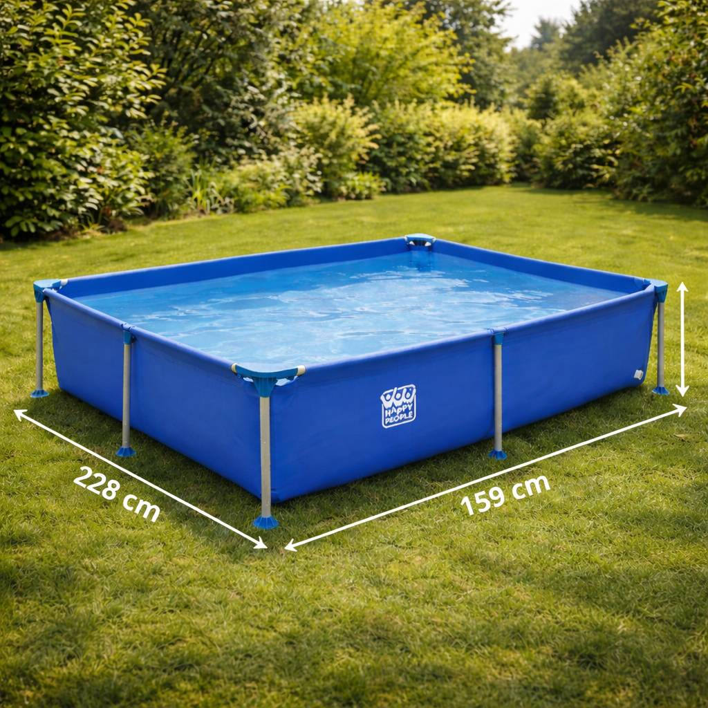 Happy People Stahlrahmenpool 228x159x42cm Gartenpool rechteckig Framepool Pool