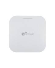 Ein weißer, quadratischer Wireless-Zugangspunkt mit abgerundeten Kanten, mit einem kleinen 