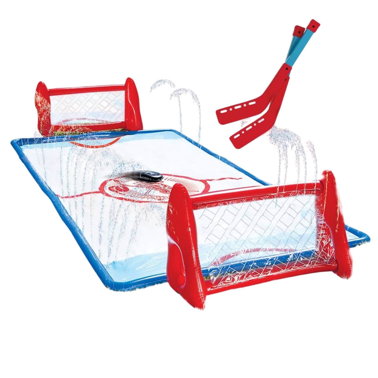 Wham-O Slip N Slide Wasser-Kniehockey Set – 2 aufblasbare Tore, 2 Schläger, 1 Puck für Garten & Rasen