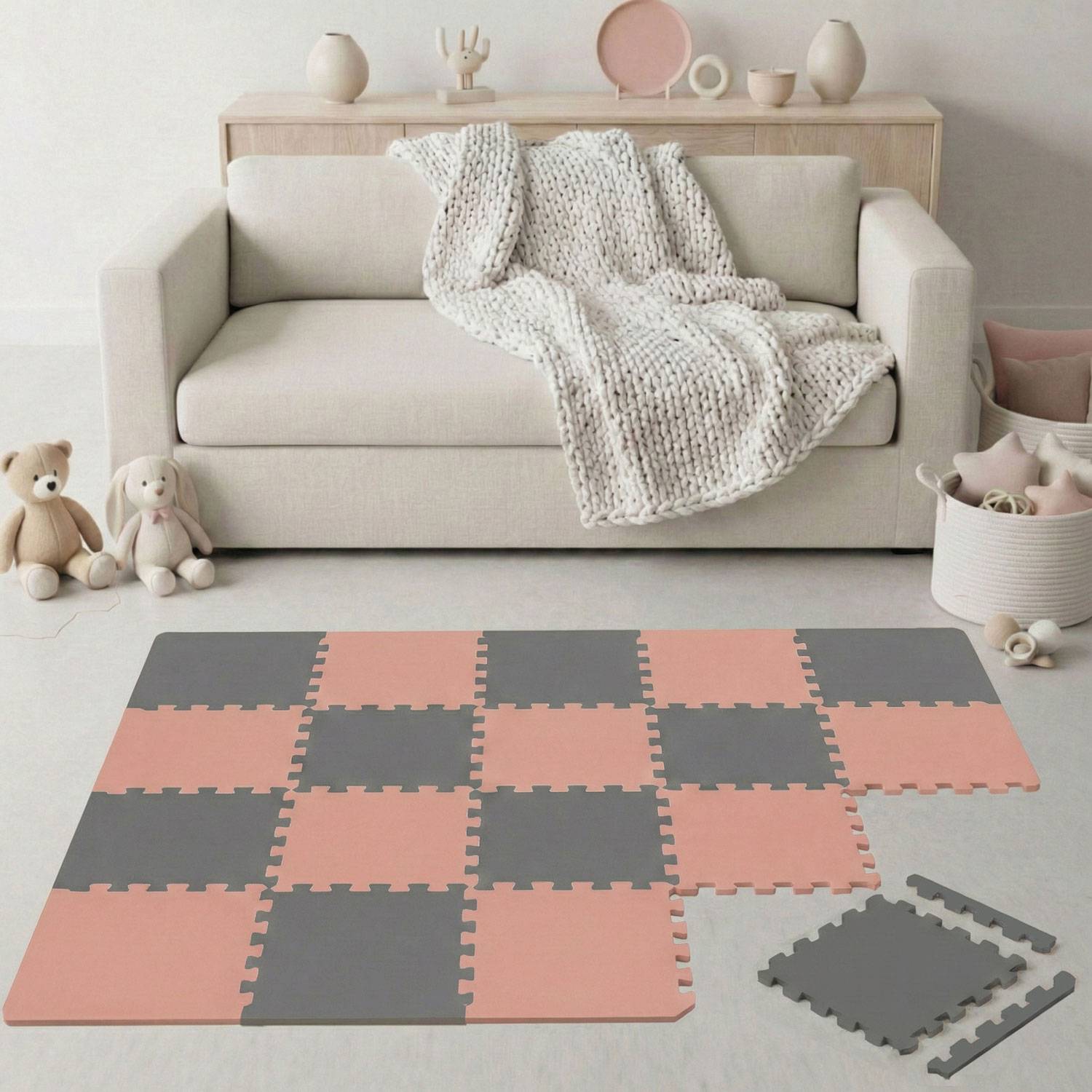 18 Teile Spielmatte Baby Puzzlematte 30x30 Krabbelmatte Bodenmatte Kinderzimmer