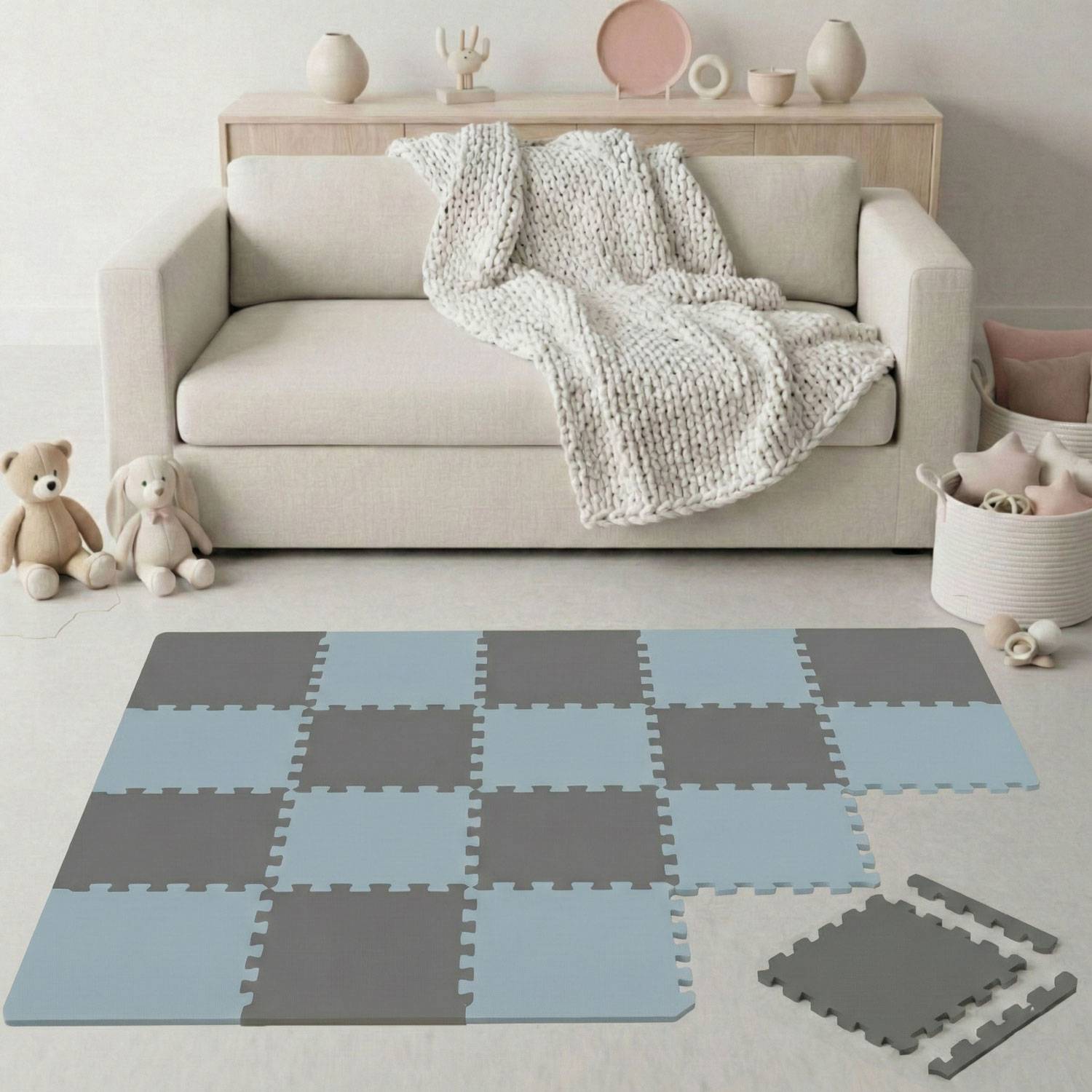 18 Teile Spielmatte Baby Puzzlematte 30x30 Krabbelmatte Bodenmatte Kinderzimmer