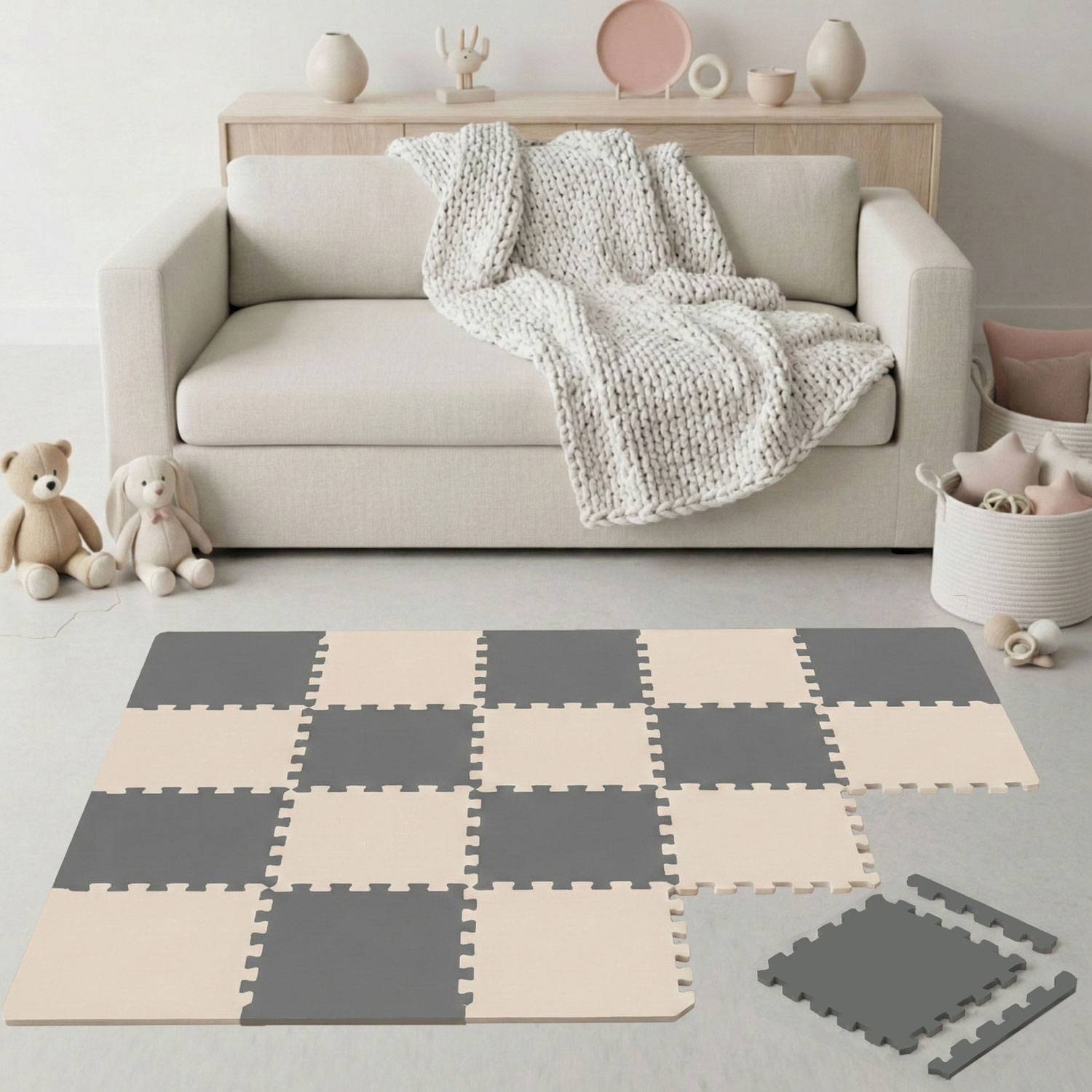 18 Teile Spielmatte Baby Puzzlematte 30x30 Krabbelmatte Bodenmatte Kinderzimmer