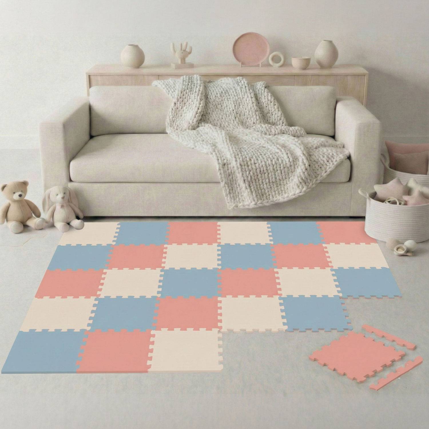 27 Teile Spielmatte Baby Puzzlematte 30x30 Krabbelmatte Bodenmatte Kinderzimmer