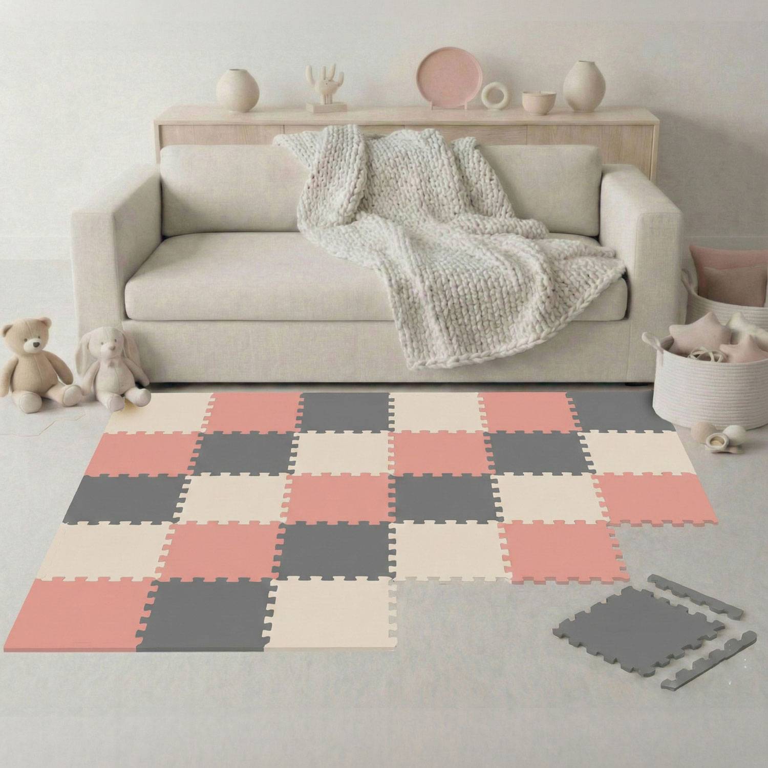 27 Teile Spielmatte Baby Puzzlematte 30x30 Krabbelmatte Bodenmatte Kinderzimmer