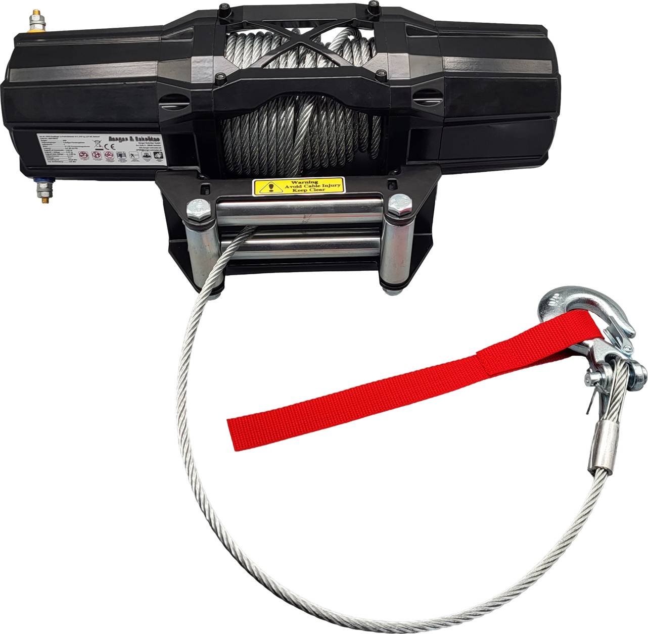Berger & Schröter | Elektrische Profi Seilwinde 12V, 2727kg, 2,57kW mit Stahlseil, Offroad Motorwinde für Quads, ATV, UTV, KFZ, 6000lb Elektrowinde