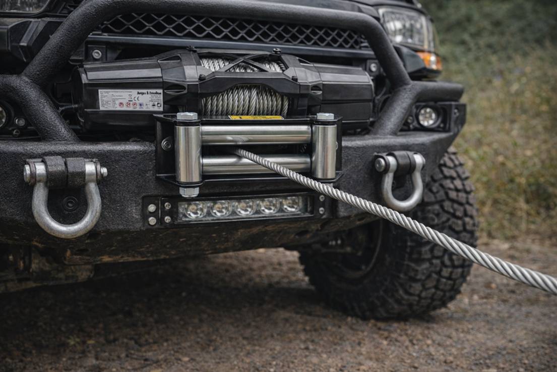 Berger & Schröter | Elektrische Profi Seilwinde 12V, 2727kg, 2,57kW mit Stahlseil, Offroad Motorwinde für Quads, ATV, UTV, KFZ, 6000lb Elektrowinde