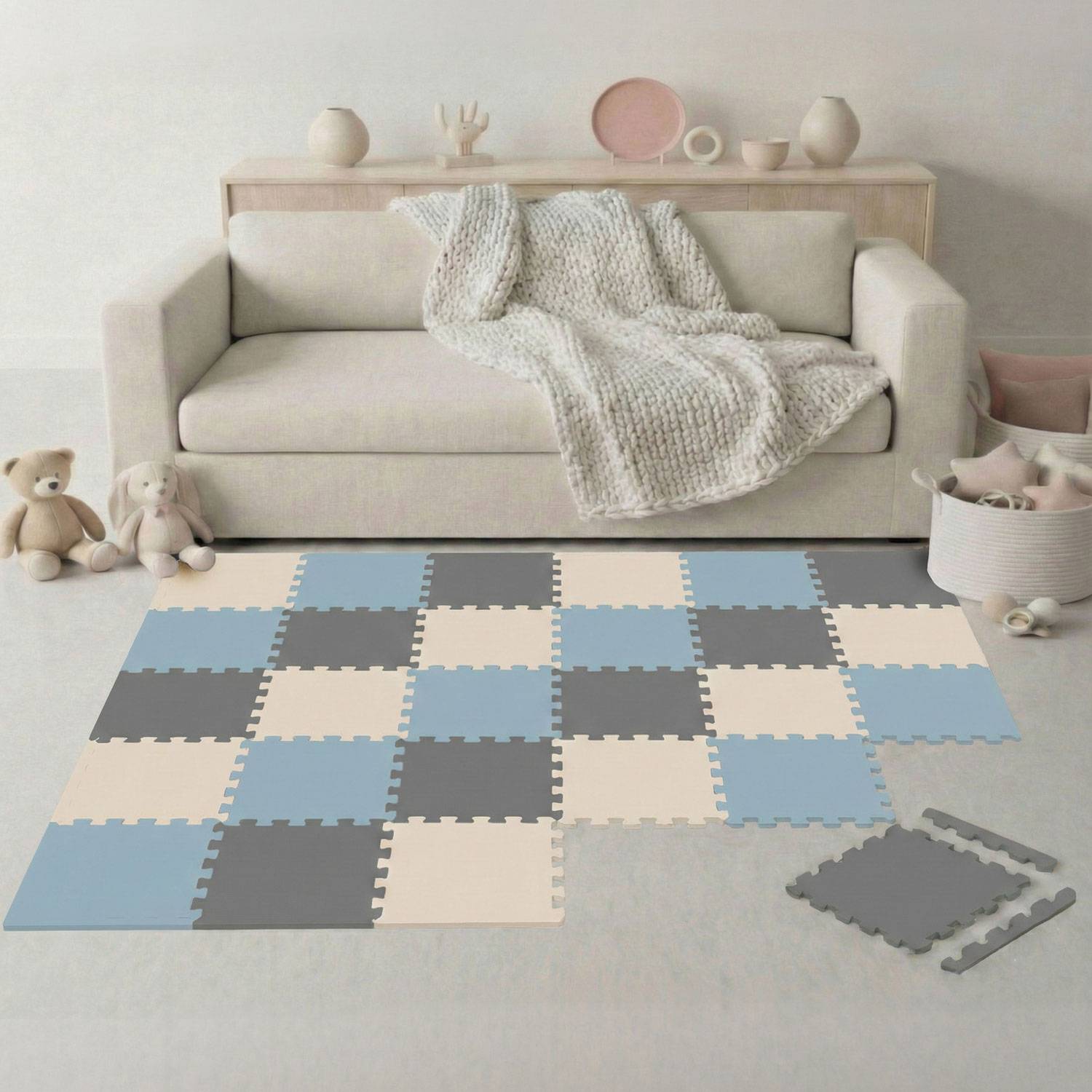 27 Teile Spielmatte Baby Puzzlematte 30x30 Krabbelmatte Bodenmatte Kinderzimmer