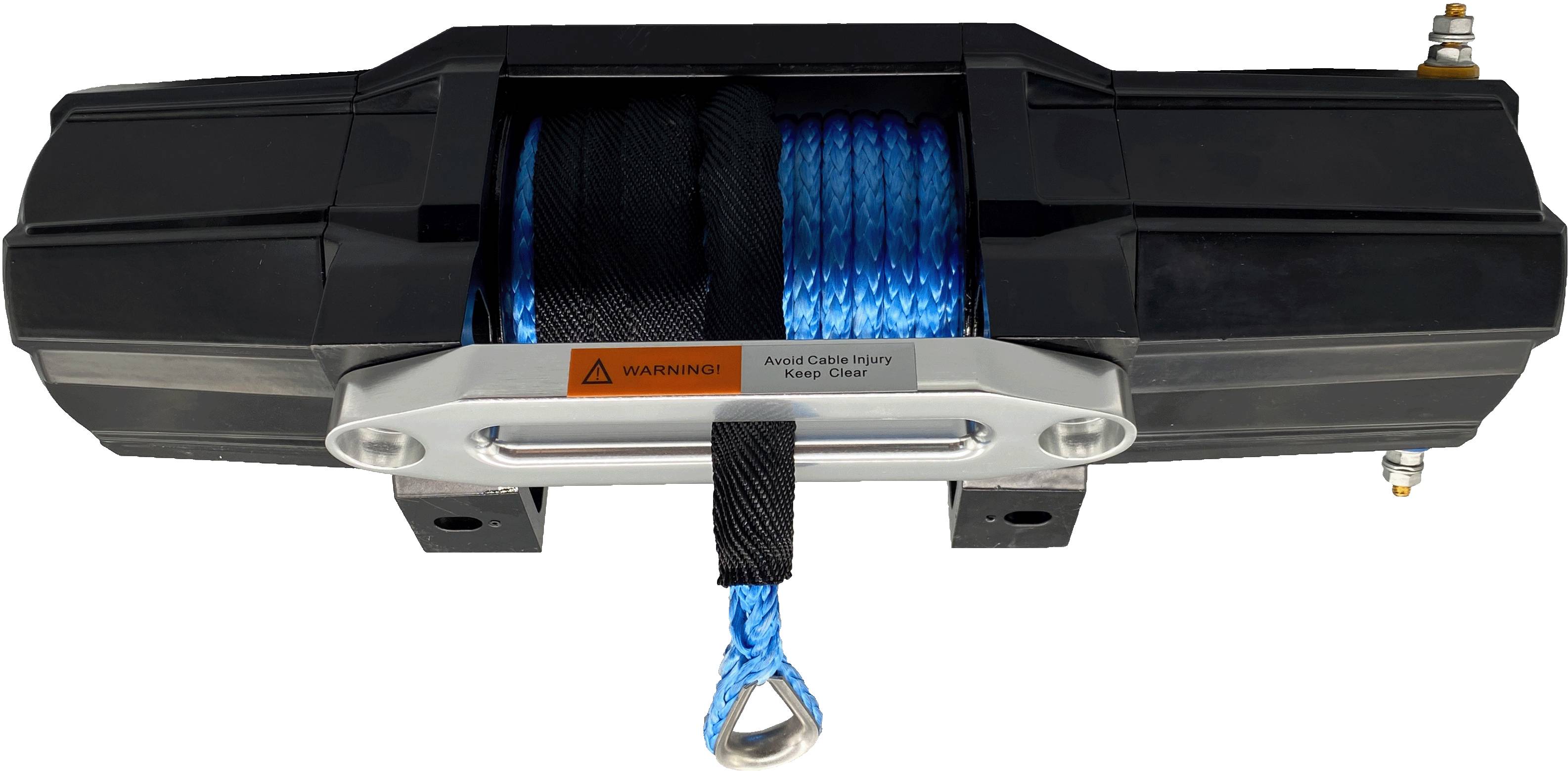 Berger & Schröter | Elektrische Profi Seilwinde 12V, 2727 kg Zugkraft 5454 kg mit Umlenkrolle, 3,5 PS 2,57 kW Motor, 15 m Synthetikseil Ø 6,3 mm, 60