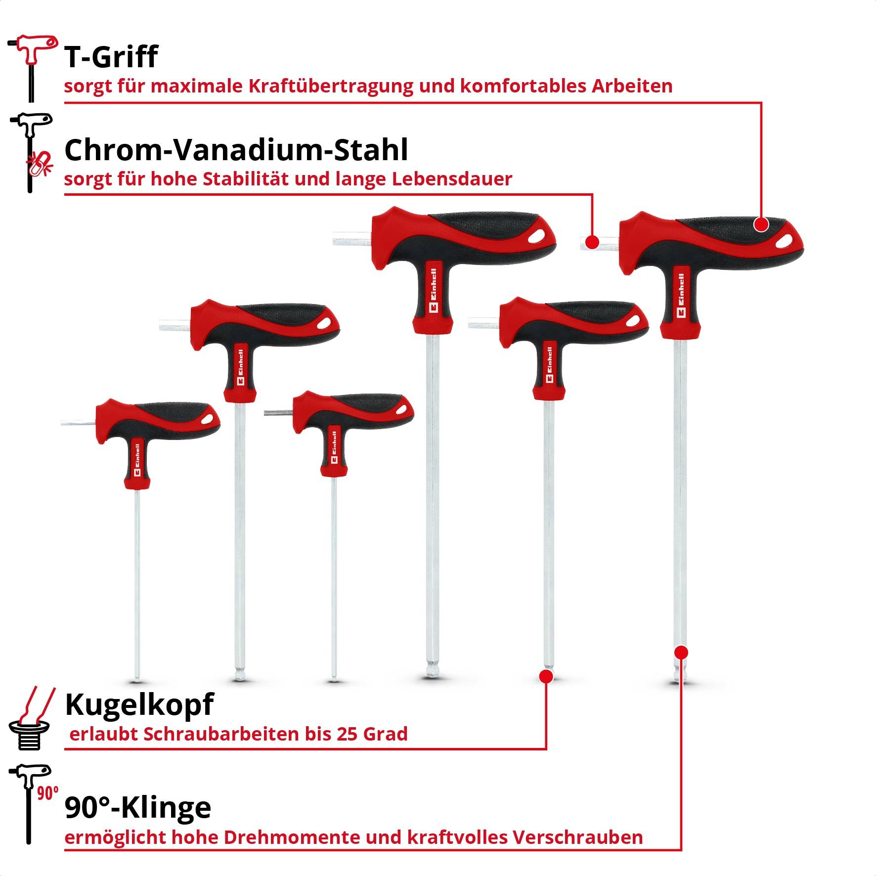 EINHELL T-Griff Schraubendreher-Set, 370539, 6-teilig