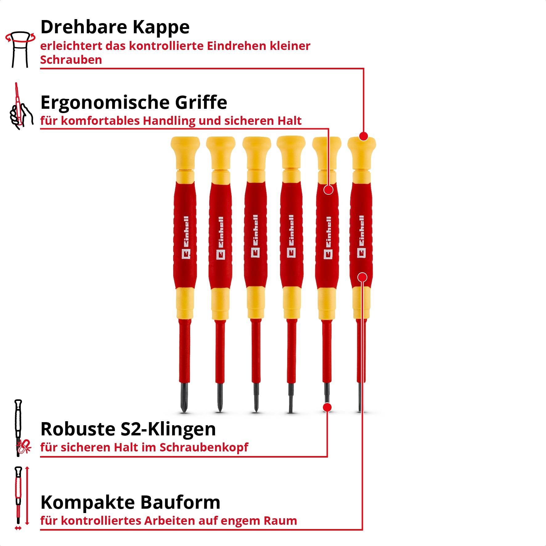 EINHELL Feinmechanik-Schraubendreher-Set VDE, 370542, 6-teilig