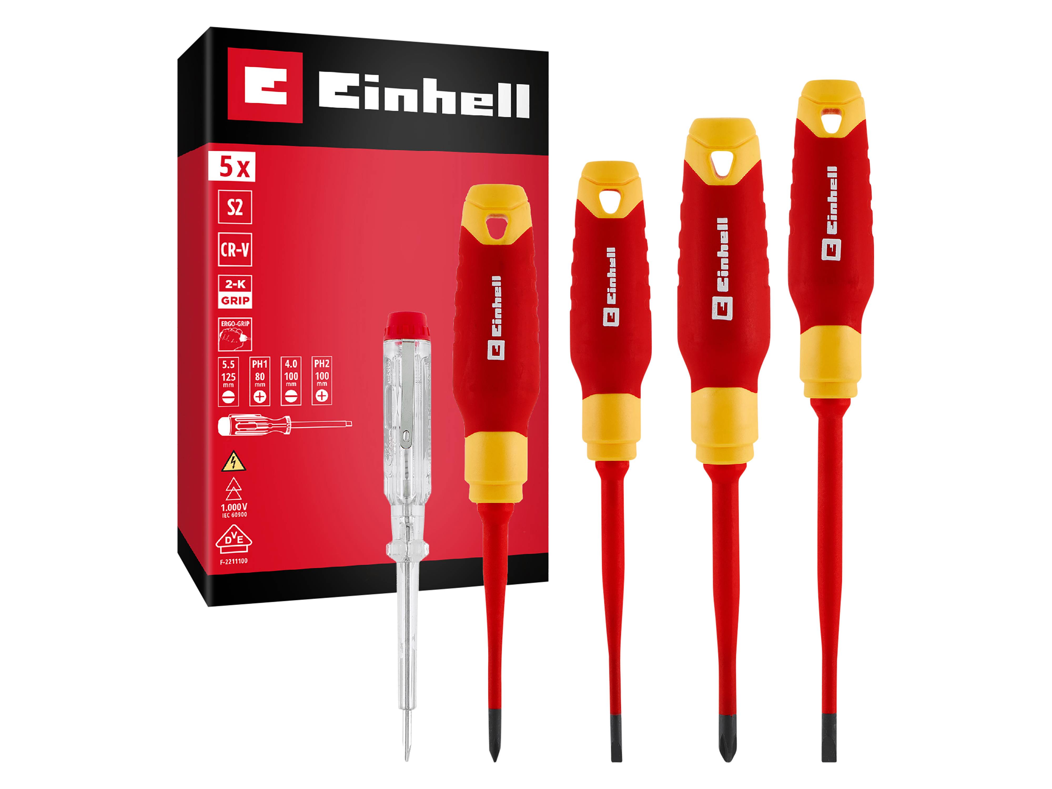 EINHELL Elektriker-Schraubendreher-Set VDE, 370541, 5-teilig