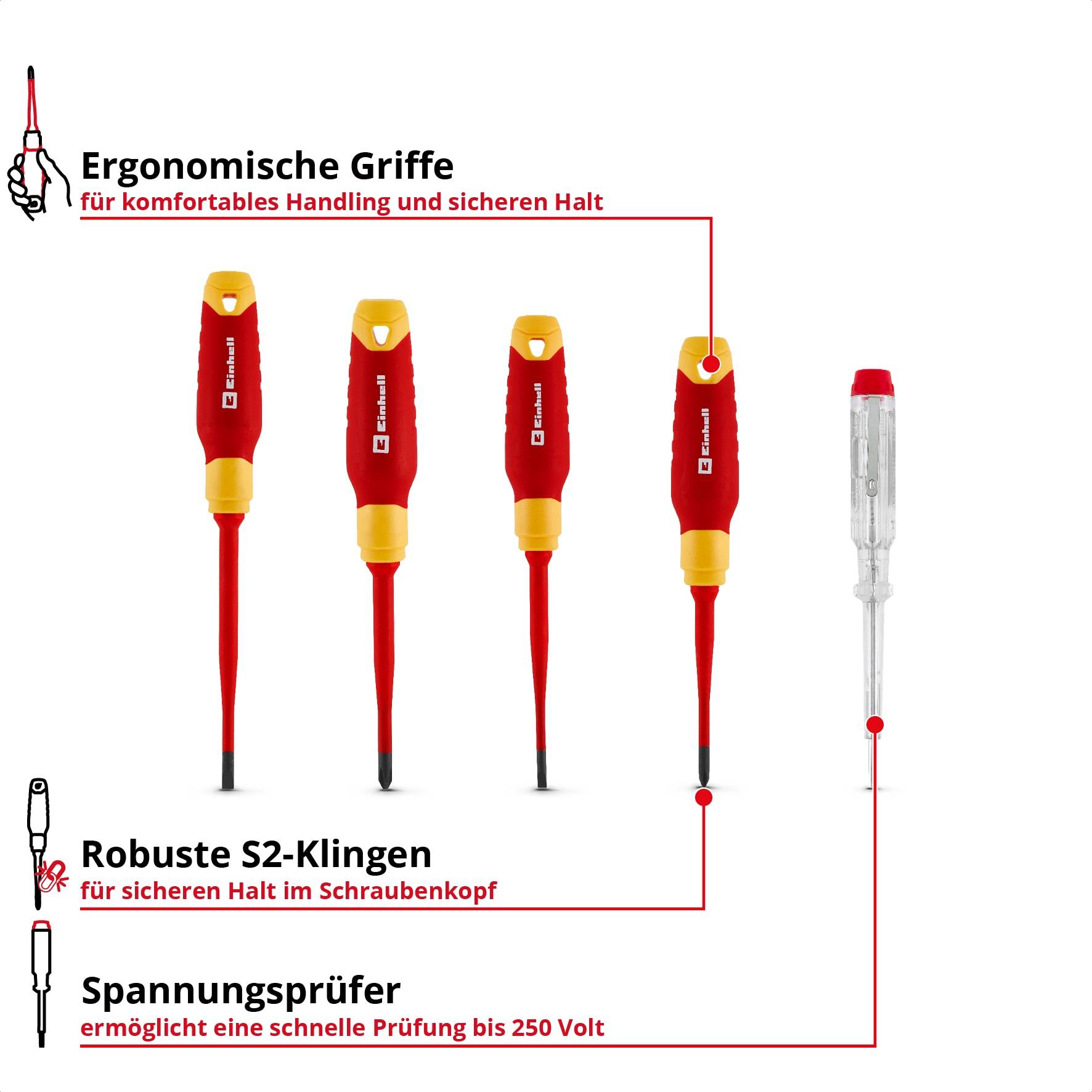 EINHELL Elektriker-Schraubendreher-Set VDE, 370541, 5-teilig