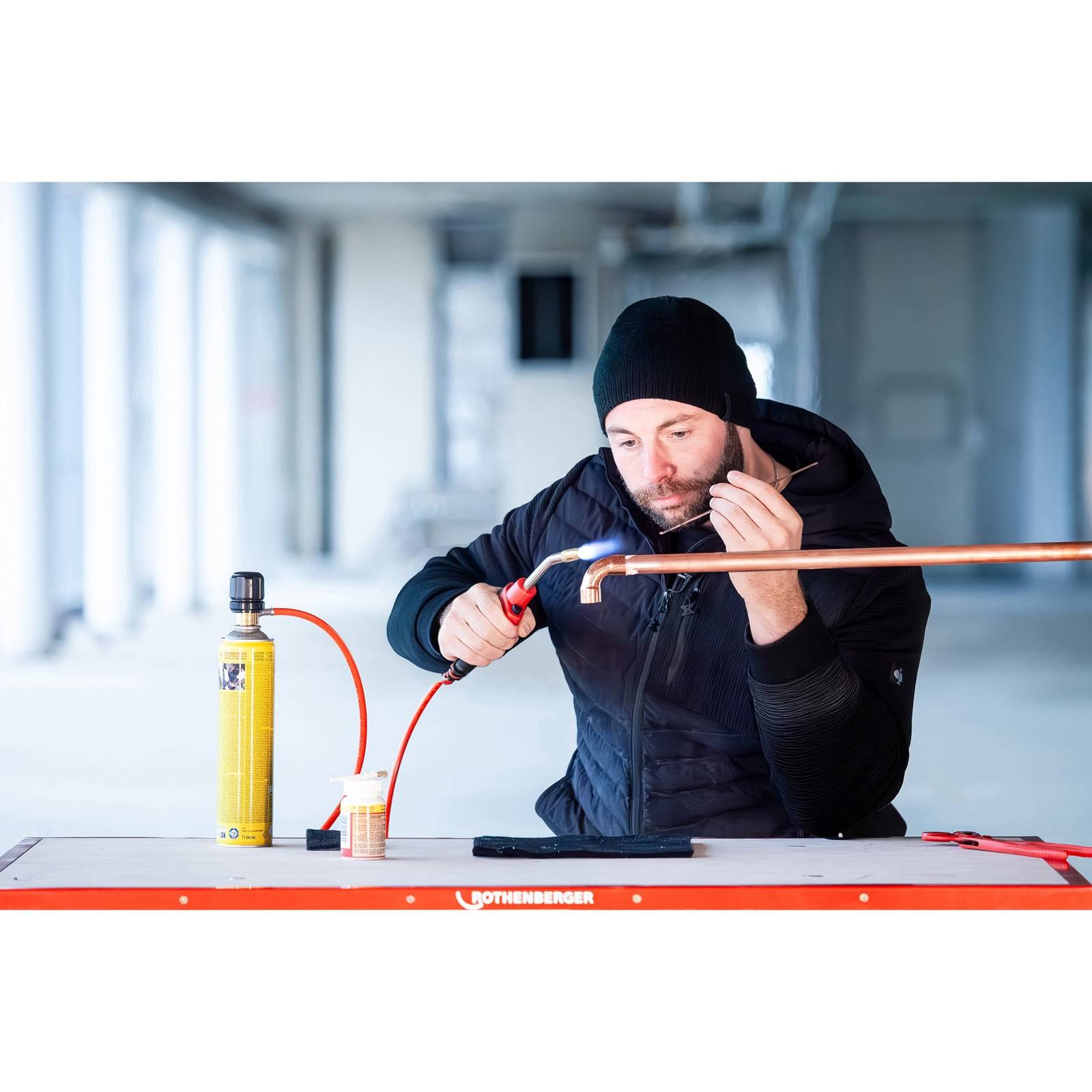 ROTHENBERGER Industrial Multibrenner Set mit Propan-Gasschlauch, Multigas 600 ml & Standfuß - 1500005636