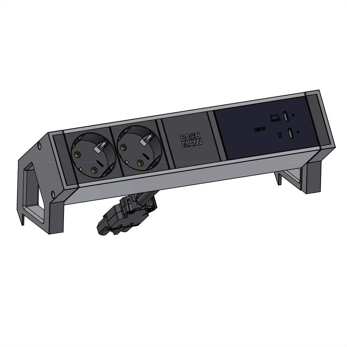 BACHMANN DESK2 2x CEE7/3, USB-C, USB-Charger 100W, GST18 0,2m